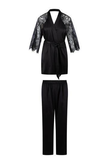 LINGADORE Pyjama Kimono Schwarz