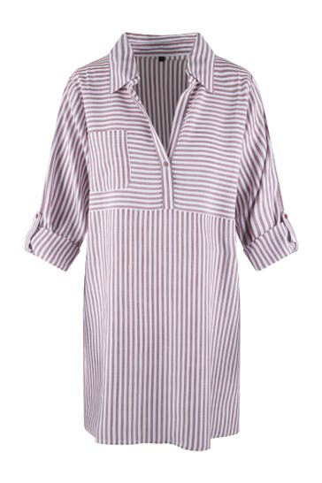 LINGADORE Homewear Tunik Soft bordeaux stripe