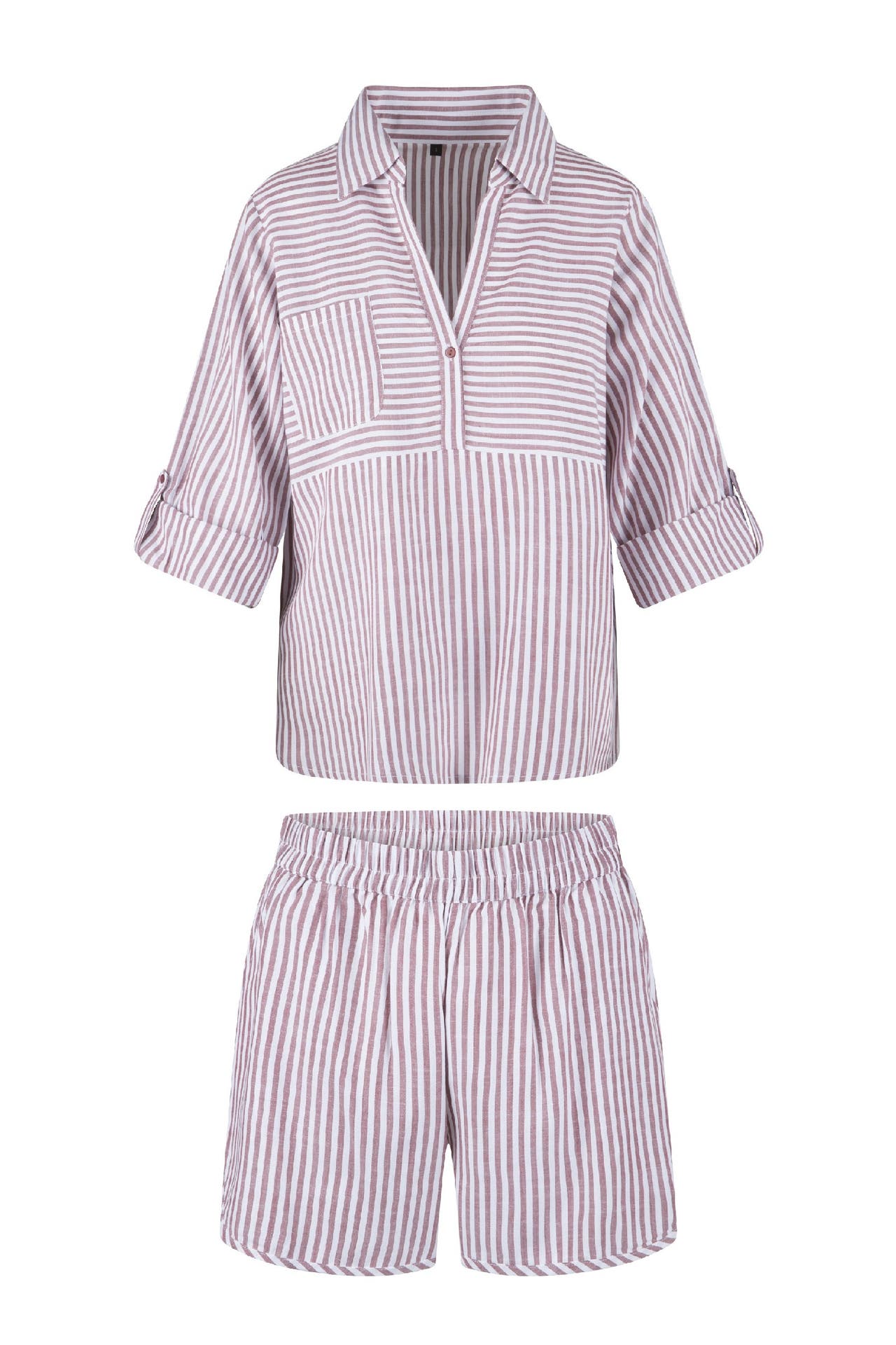 LINGADORE Homewear Pyjama Soft bordeaux stripe, Bild 1