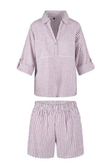LINGADORE Homewear Pyjama Soft bordeaux stripe