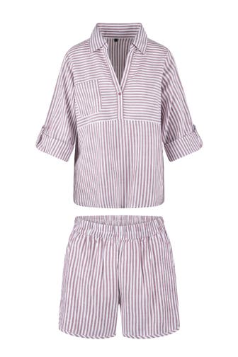 LINGADORE Homewear Pyjama Soft bordeaux stripe
