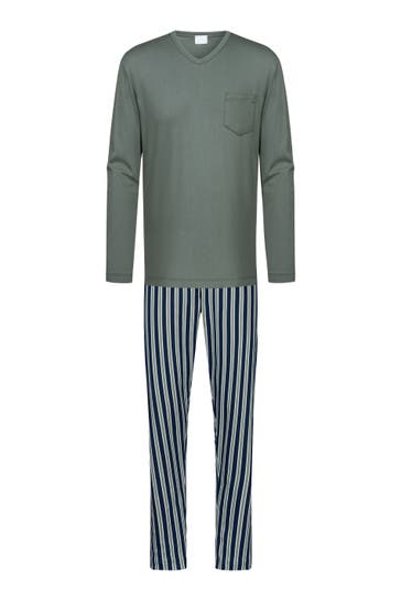 MEY Pyjama Serie Rough Stripes Grey Hunter