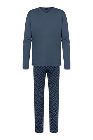 MEY Pyjama Serie Silhouettes Pattern Fossil Grey