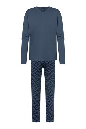 MEY Pyjama Serie Silhouettes Pattern Fossil Grey