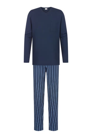 MEY Pyjama Serie Straight Yacht Blue
