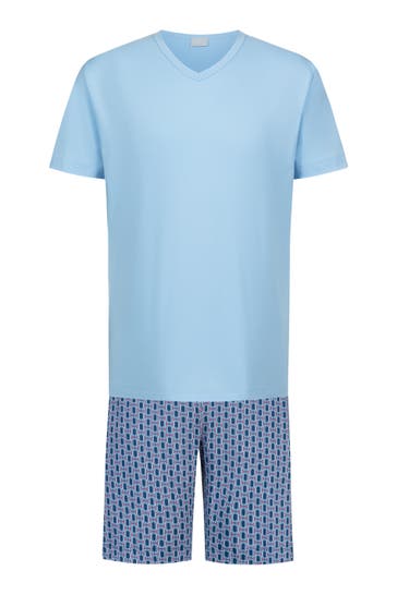 MEY Pyjama Serie Straight Geo Dream Blue