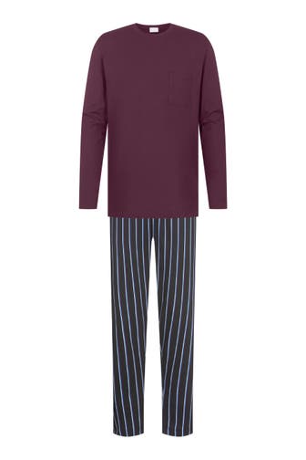 MEY Pyjama Serie Contrast Stripe Kumkum Red