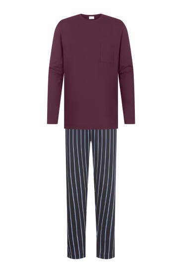 MEY - Pyjama Serie Contrast Stripe Kumkum Red