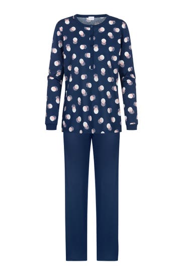 MEY Pyjama Serie Scribbled Dots Deep Marine