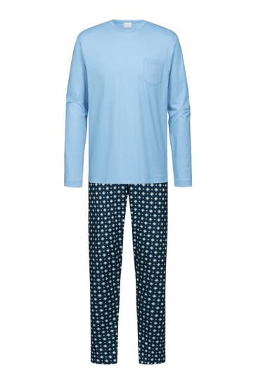 MEY Pyjama Serie Classic Blue Tie Heavenly Blue