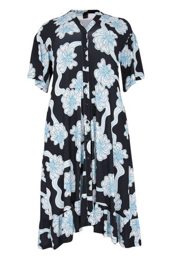 YOEK Casual-Kleid mit Blumenmuster schwarz