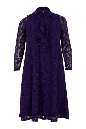 YOEK Midikleid mit Rüschen lila