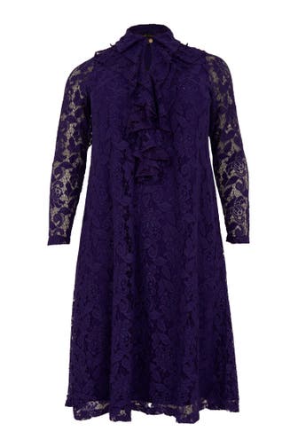 YOEK Midikleid mit Rüschen lila
