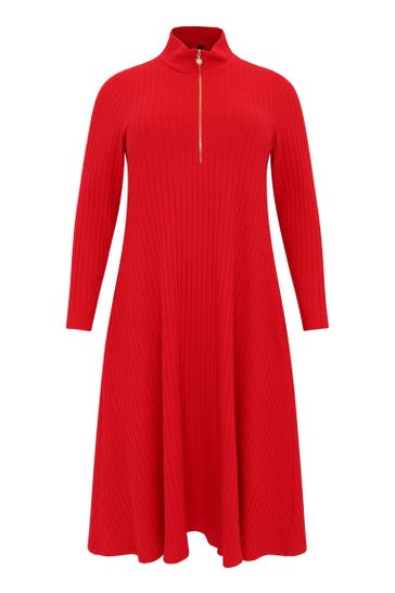 YOEK Casual-Kleid mit Reißverschluss rot