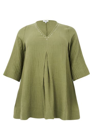 YOEK Tunika mit V-Ausschnitt hellgrün