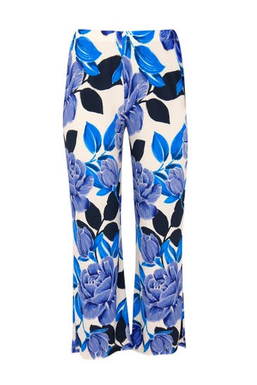 YOEK Stoffhose mit Druck lila Straight