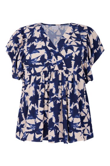 YOEK Tunika mit V-Ausschnitt blau