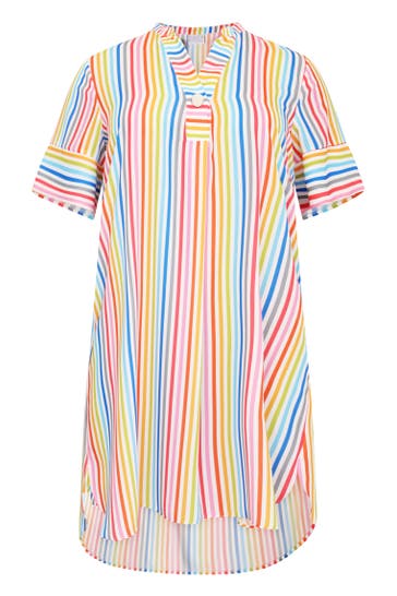 YOEK Casual-Kleid mit Streifendruck weiß