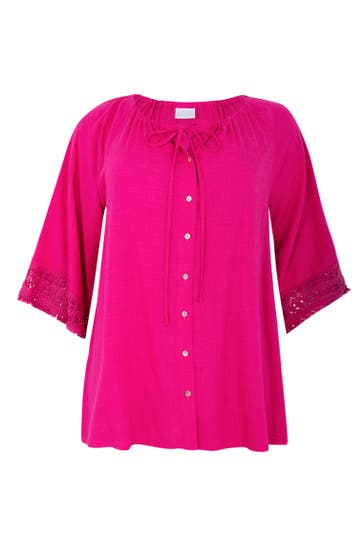 YOEK Blusenshirt mit Langarm rosa