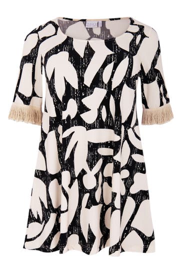 YOEK Tunika mit Druck ekrü