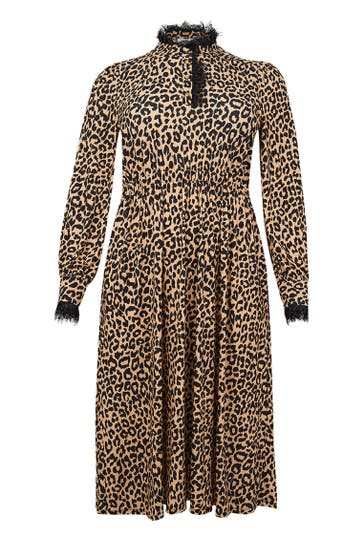 YOEK Midikleid mit Druck schwarz