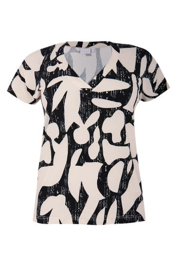 YOEK T-Shirt mit Blumenmuster ekrü
