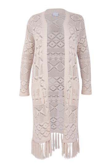 YOEK Strickjacke mit Langarm hellbraun