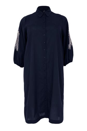 YOEK Midikleid bestickt blau