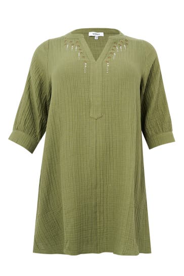 YOEK Tunika mit V-Ausschnitt hellgrün