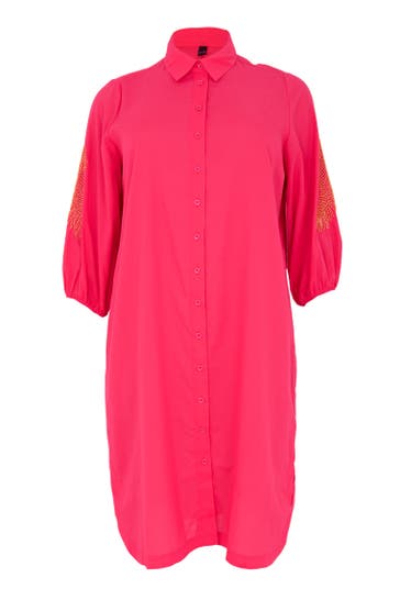 YOEK Midikleid bestickt rosa