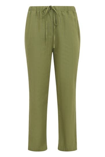 YOEK Stoffhose Leinen grün Straight