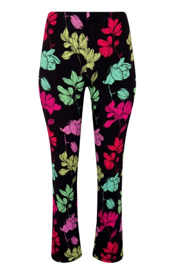 YOEK Stoffhose mit Druck schwarz Straight