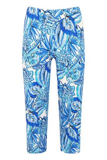 YOEK Stoffhose mit Druck blau Straight