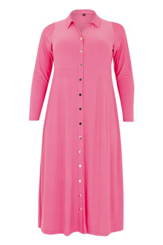 YOEK Casual-Kleid Mit Knöpfen rosa