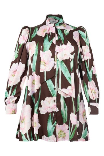 YOEK Blusenshirt mit Druck braun