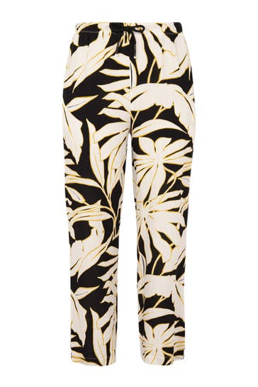 YOEK Stoffhose mit Druck schwarz Straight