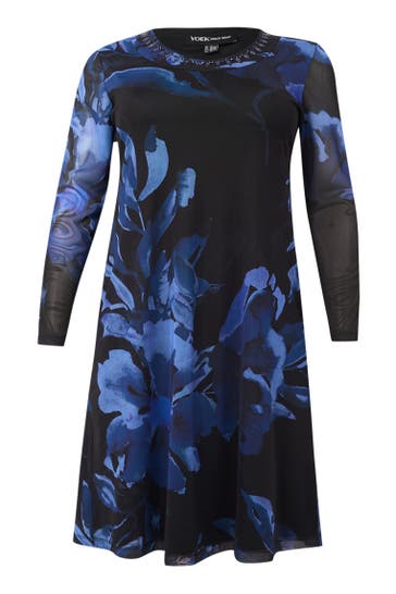 YOEK Midikleid mit Druck blau