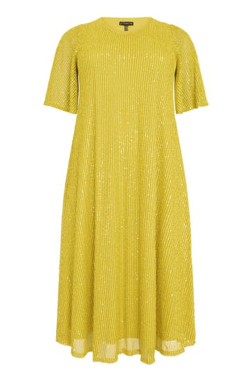 YOEK Casual-Kleid mit Pailletten gelb