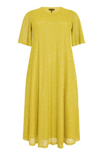 YOEK Casual-Kleid mit Pailletten gelb