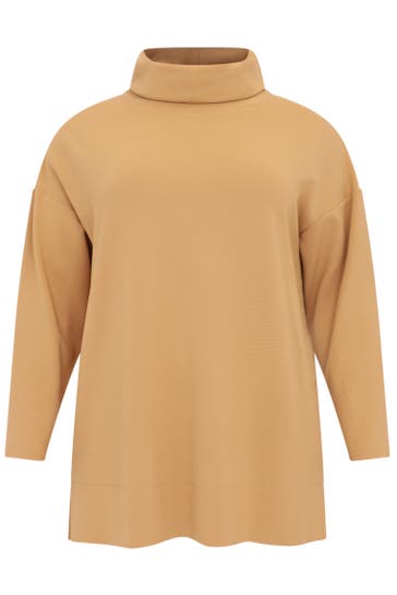 YOEK Pullover hoher Kragen light brown