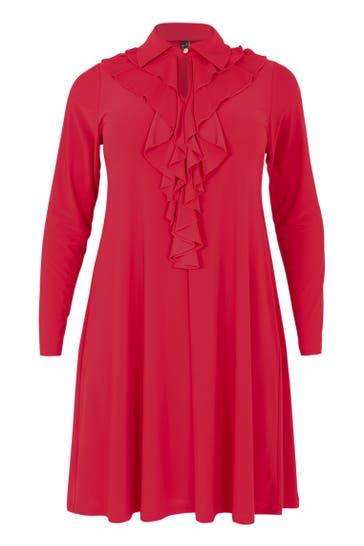 YOEK Casual-Kleid mit Rüschen rot