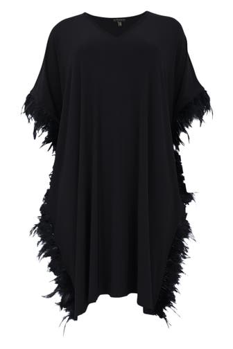 YOEK Casual-Kleid mit Federn schwarz