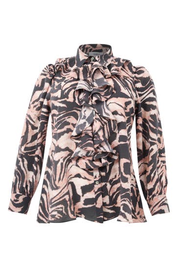 YOEK Blusenshirt mit Druck schwarz