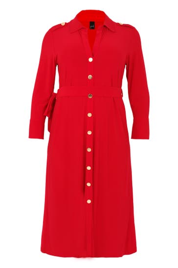 YOEK Casual-Kleid Mit Knöpfen rot