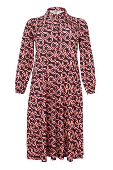 YOEK Midikleid mit Druck schwarz