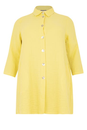 YOEK Blusenshirt Mit Knöpfen gelb