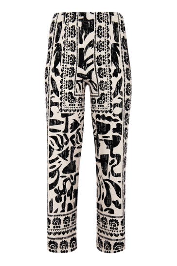 YOEK Stoffhose mit Druck ekrü Straight