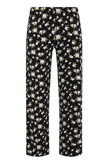 YOEK Stoffhose mit Blumenmuster black Straight