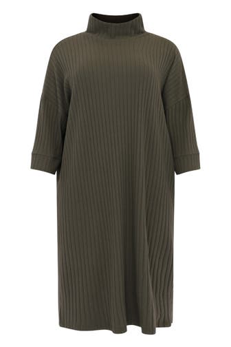 YOEK Casual-Kleid hoher Kragen hellgrün