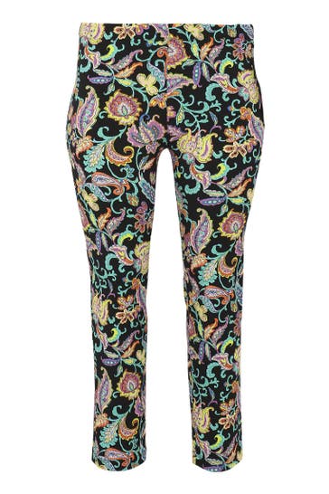 YOEK Stoffhose mit Druck schwarz Straight